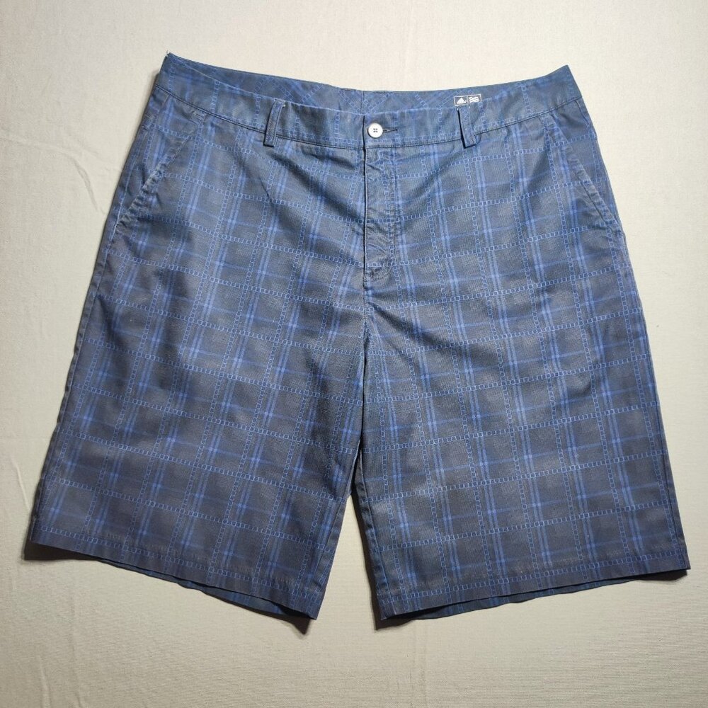 Adidas Climalite flat front golf short men's size 38 blue  checkered